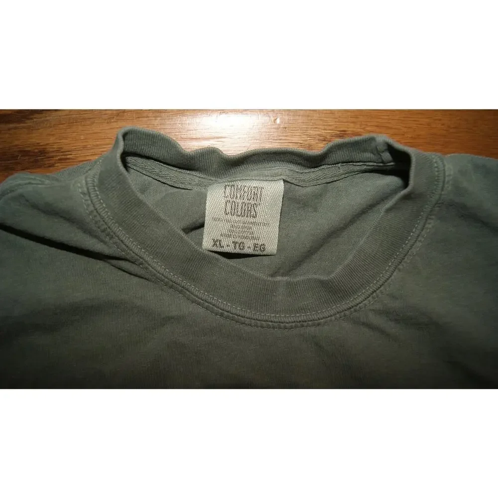 Foxglove Daisy Tulip Flower Screen Print Olive Green XL TShirt Comfort Colors - Picture 3 of 7